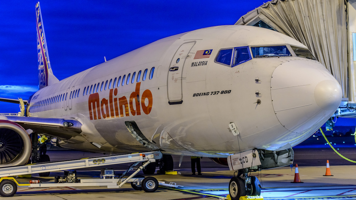 Malindo Air Boeing 737-800 at Adelaide Airport. (Simon Casson/Adelaide Airport)