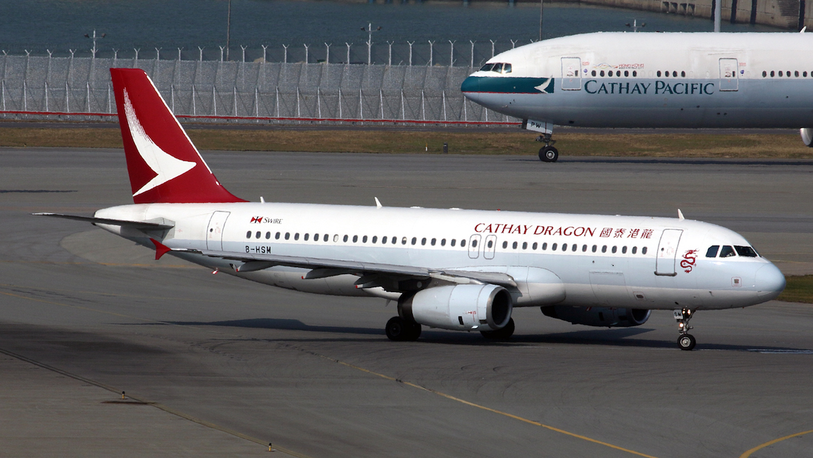 A file image of Cathay Pacific and Cathay Dragon aircraft at Hong Kong International Airport. (Rob Finlayson)