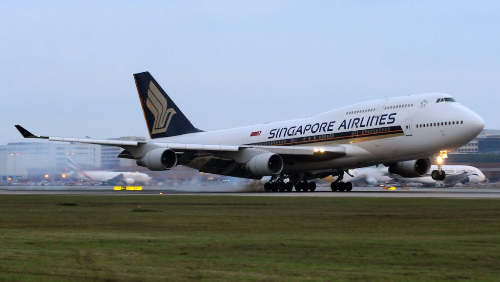End of the line as flight SQ748 touches down in Singapore at 7.39pm on April 7 2012. (Andrew Hunt)