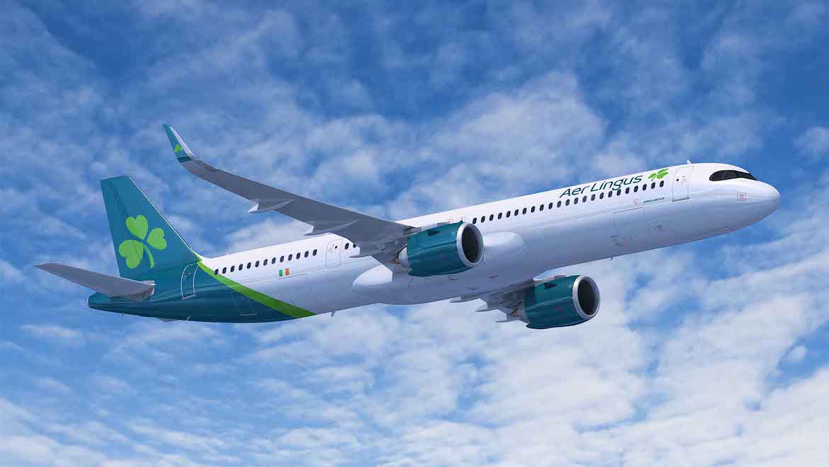 An artist's impression of an Airbus A321XLR in Aer Lingus livery. (Airbus)