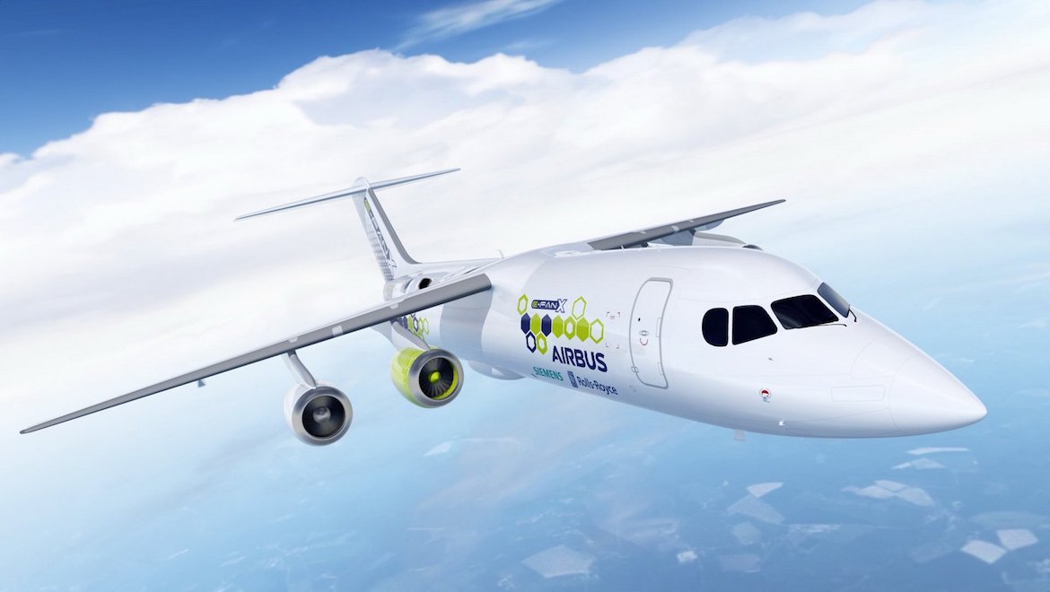 A graphic showing the E-Fan, featuring converted BAe 146. (Airbus)