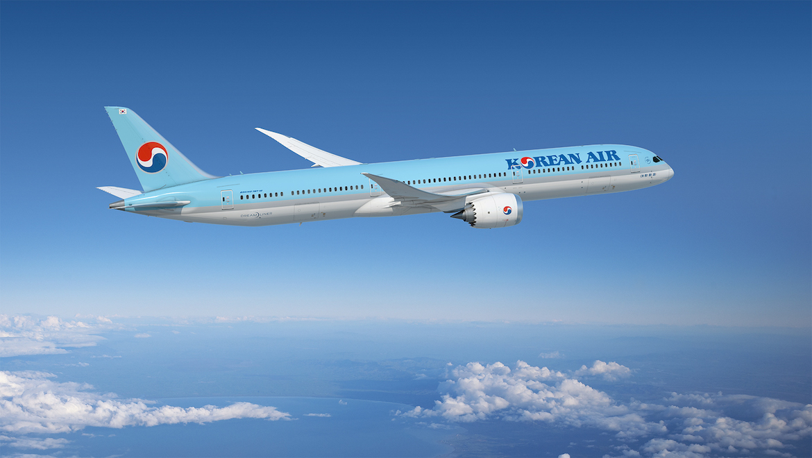 An artist's impression of a Boeing 787-10 in Korean Air livery. (Korean Air)