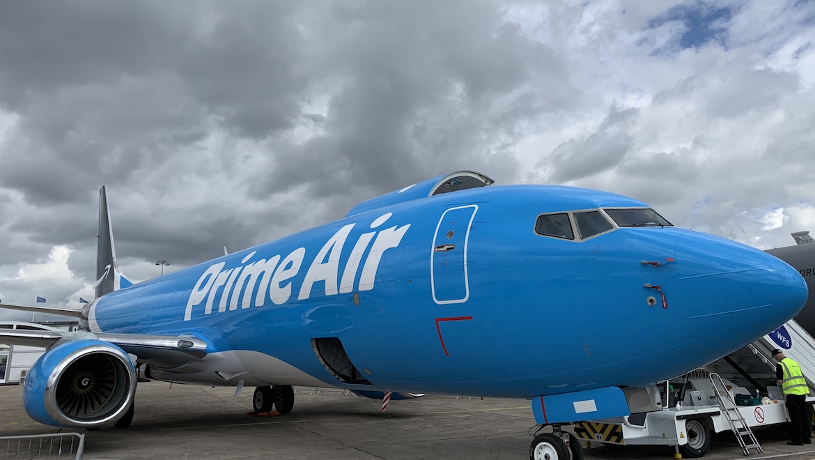 A Prime Air Boeing 737 converted cargo freighter at Le Bourget. (John Walton)