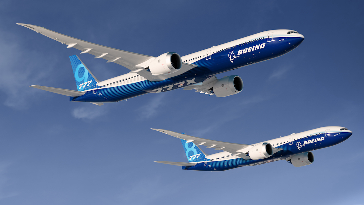 An artist's impression of the Boeing 777-8X and 777-9X. (Boeing)