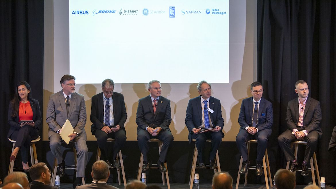 Seven chief technology officers at the Paris Air Show set out the aviation industry's vision for sustainability. (Airbus)