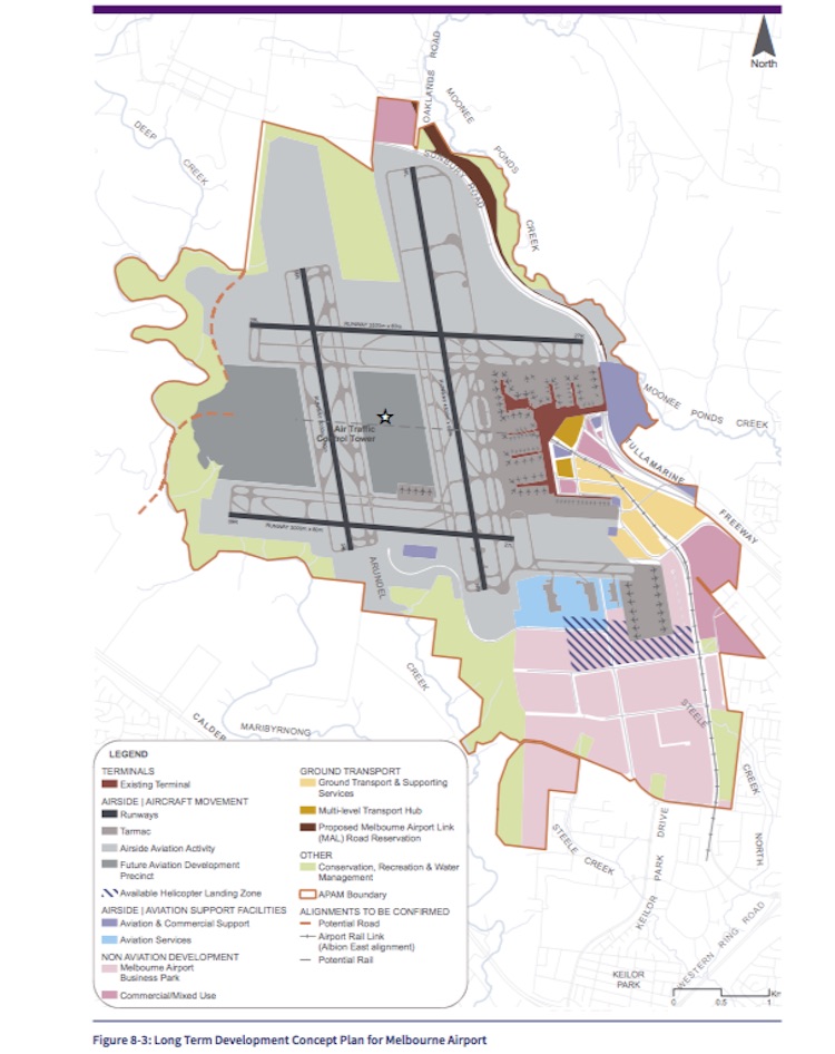 The long-term development plan for Melbourne Airport is to have four runways. (Melbourne Airport 2018 master plan)