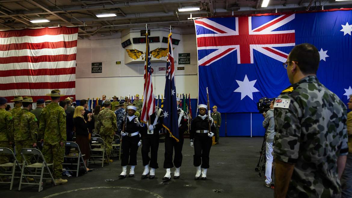 Scenes from the formal launch of Exercise Talisman Sabre 2019 on USS Ronald Reagan. (Lance Broad)
