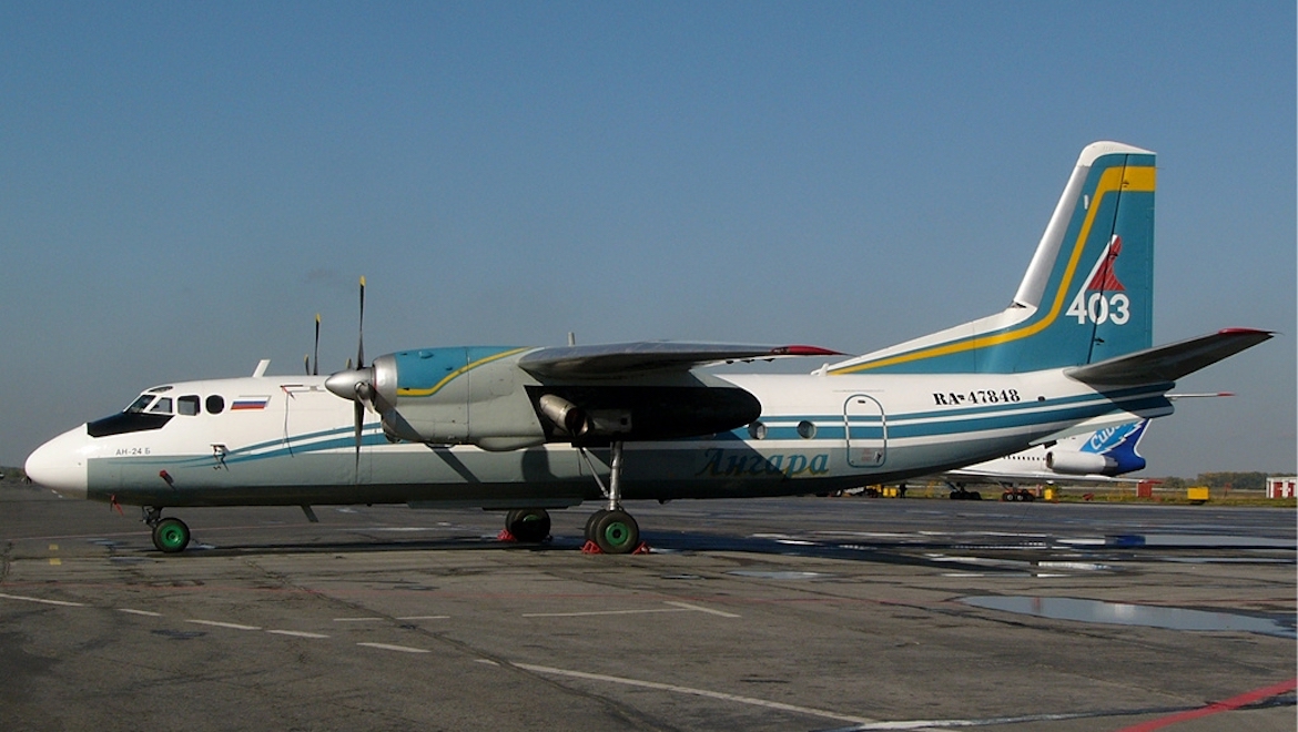 An file image of an Antonov AN-24 in Angara Airlines livery. (Gleb Osokin/Commons Wikimedia)