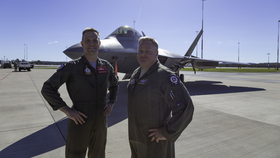 RAAF Group Captain Stephen Chappell and USAF Colonel Brian Baldwin. (Lance Broad)
