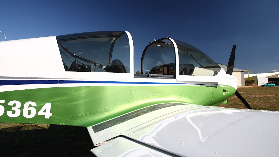 A sliding canopy is how the pilots enter the two-seat cockpit. (Paul Sadler)