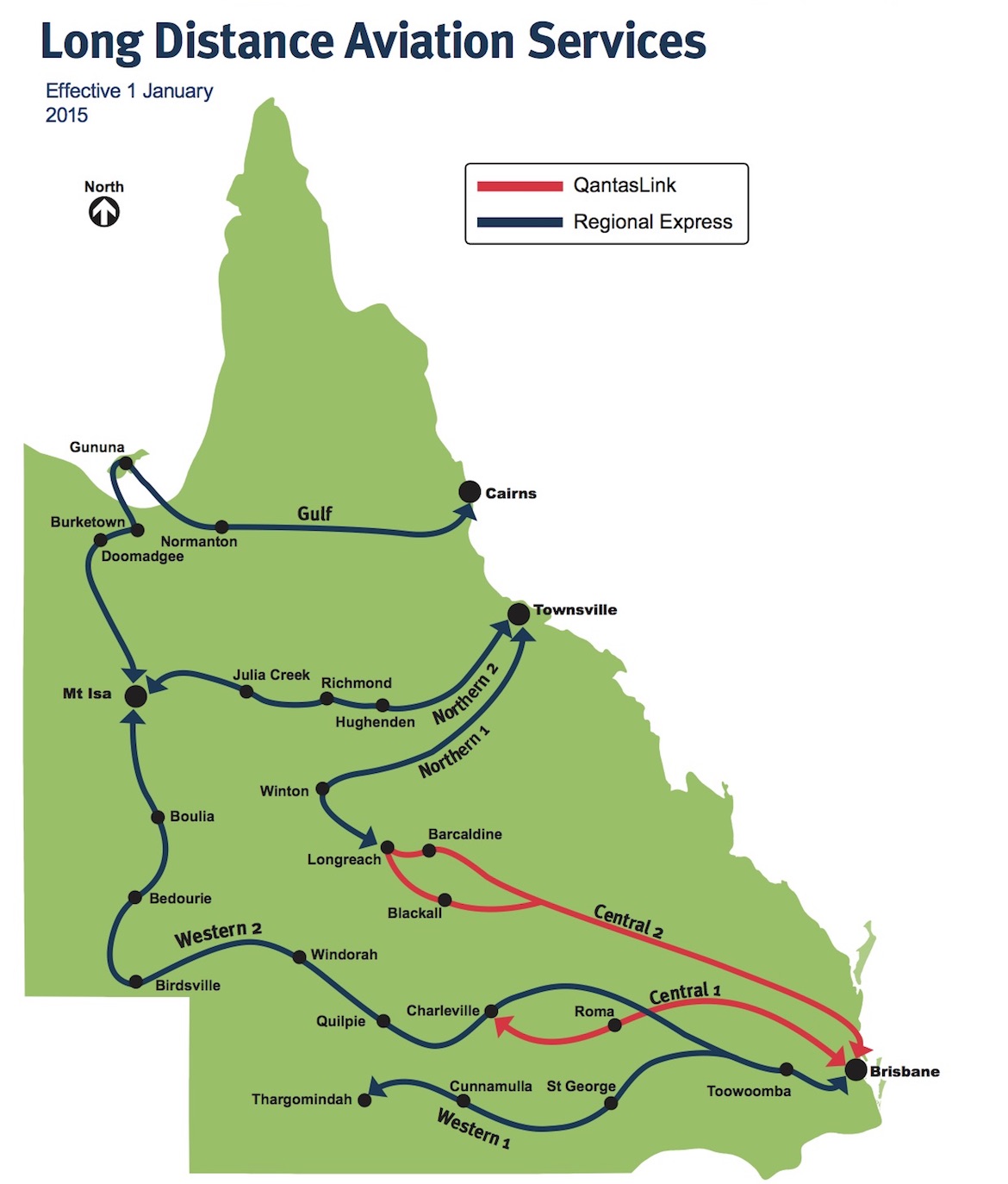 Queensland's regulated air routes. (Queensland Department of Transport and Main Roads)