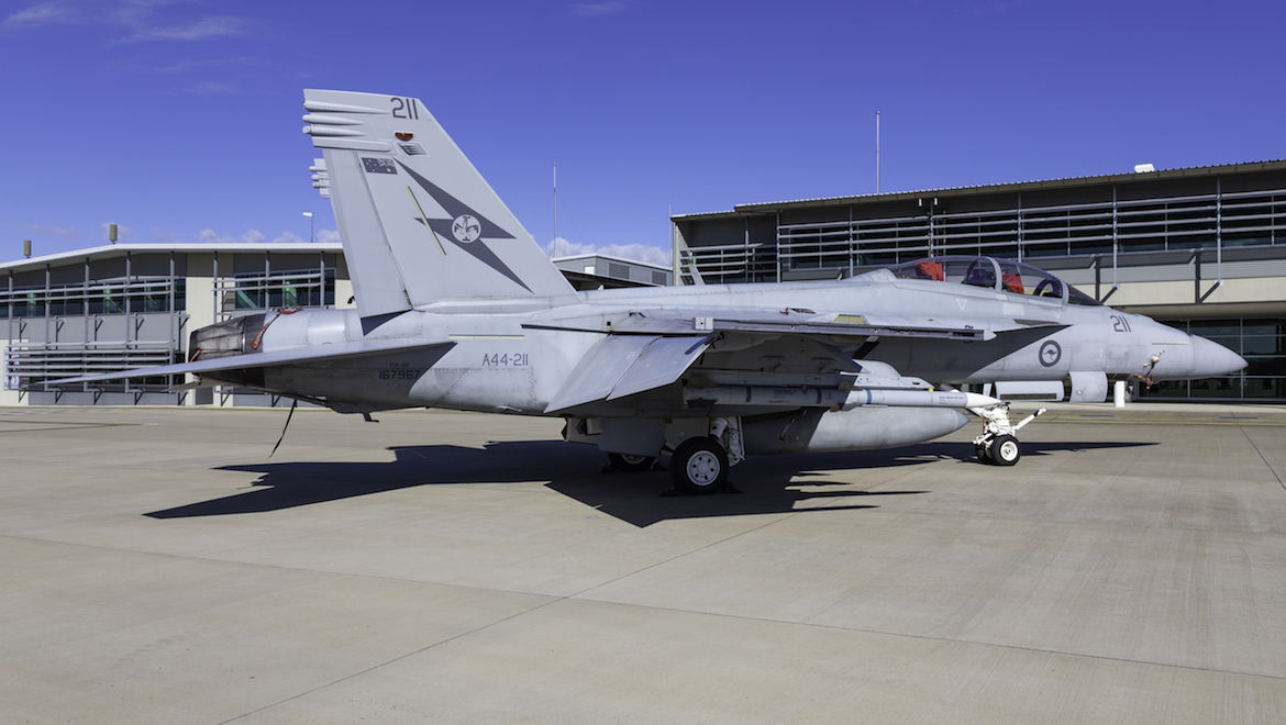 A RAAF F/A-18F at RAAF Base Amberley. (Lance Broad)