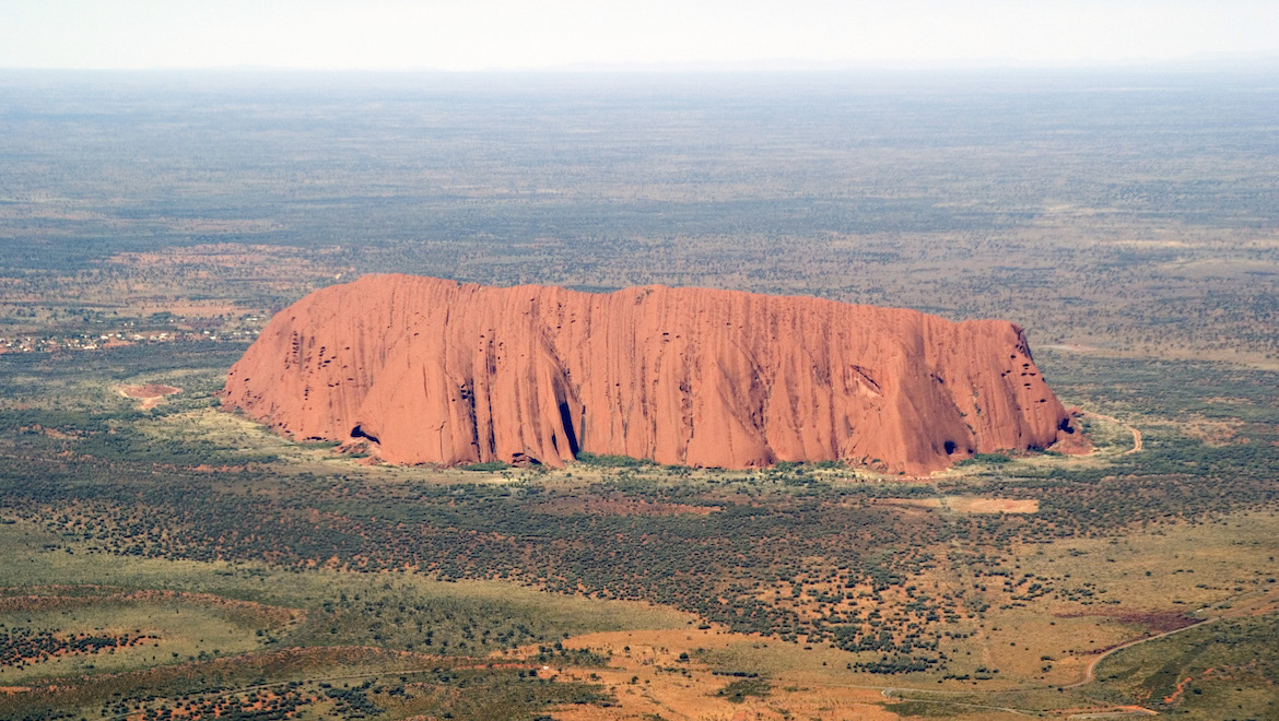 An aerial view of Uluru. (Wikimedia Commons/David Nicolson)