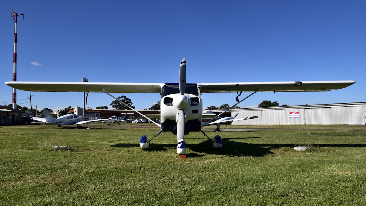 The Vulcanair V1.0 VH-VOI at Bankstown Airport. (Grahame Hutchison)