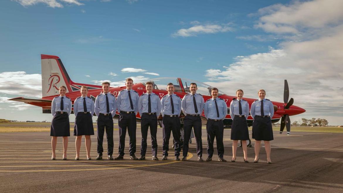 The first student pilots of the RAAF's ab initio flying training course at RAAF Base East Sale. (Defence)