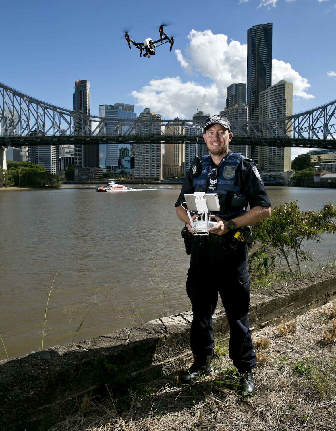 Acting Sergeant Chief Pilot (RPAS) Rob Whittle flies one of PolAir's aircraft. (Queensland Police)