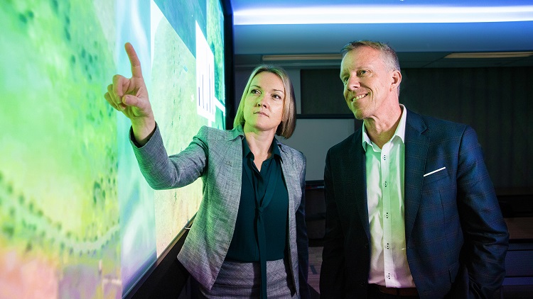 Boeing Phantom Works International chief engineer Emily Hughes and Trusted Autonomous Systems Defence Cooperative Research Centre Professor Jason Scholz. (Boeing).