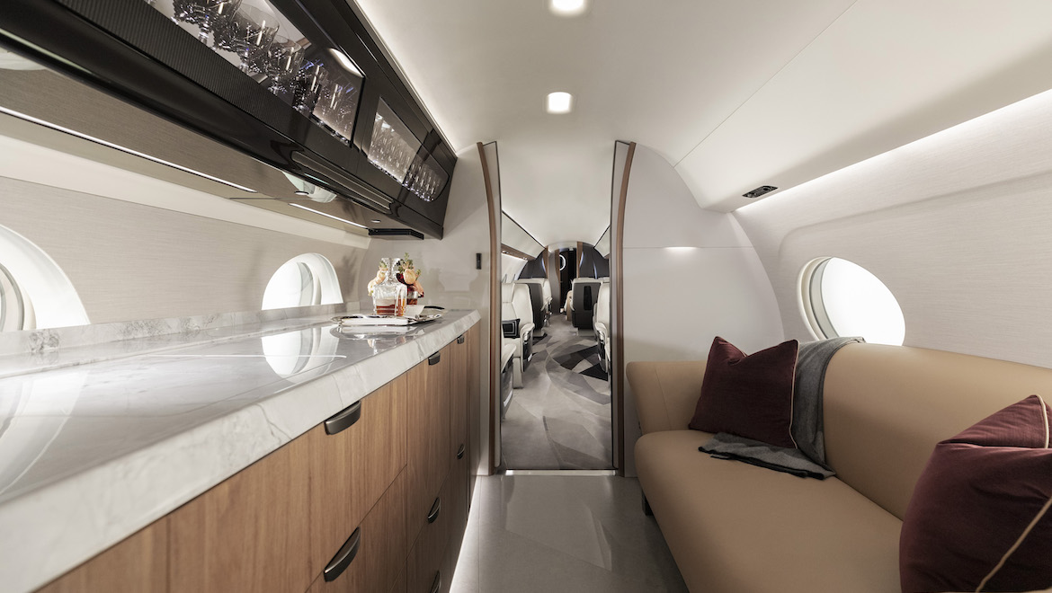 A mockup of the interiors of the Gulfstream G700. (Gulfstream)