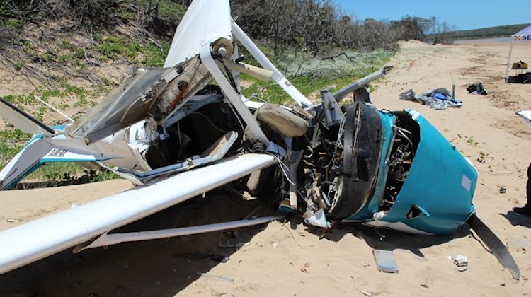 The wreckage of Cessna C172M VH-WTQ. (ATSB)