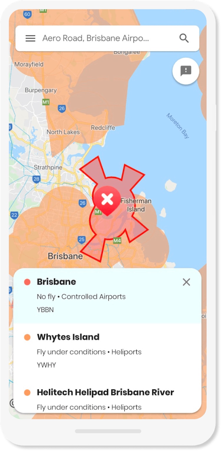 A screenshot of the first CASA-verified drone app Opensky by Wing. (Wing)