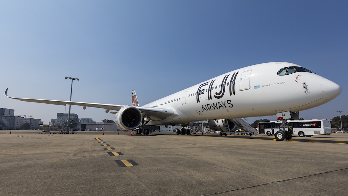 Fiji Airways Airbus A350-900 DQ-FAI at Sydney Airport. (Seth Jaworski)