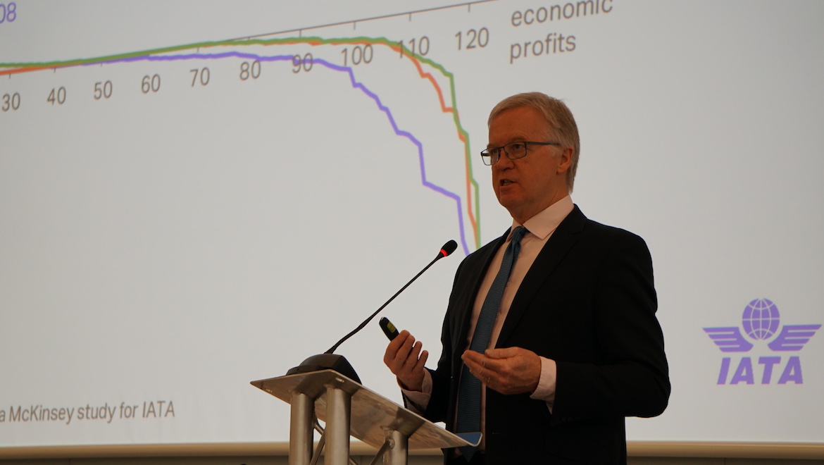 IATA chief economist Brian Pearce at the 2019 global media days in Geneva.