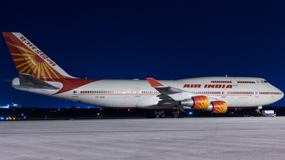 Air India 747-437 VT-EVA flew into Brisbane from Naypyidaw on November 14 for the G20 Summit. (Lance Broad)