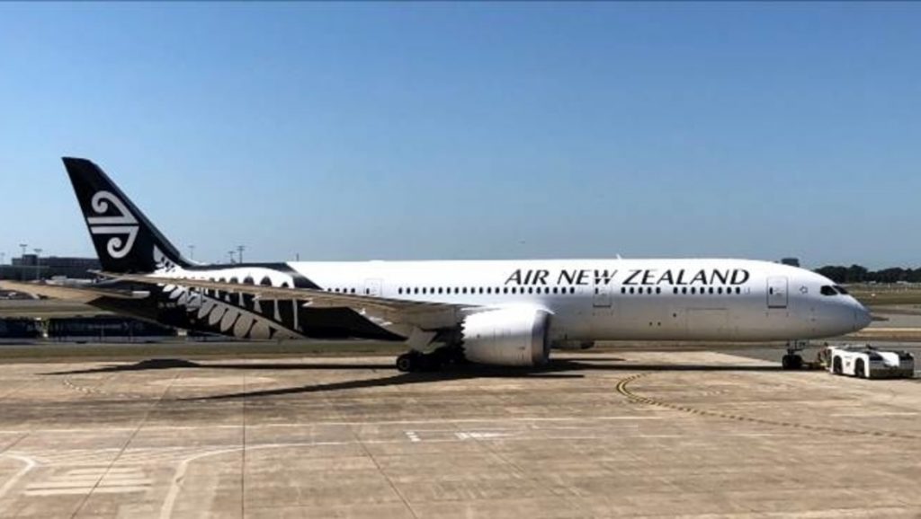 Air New Zealand 787-9, ZK-NZK msn 43217, before it departs to repatriate Samoans in Australia
