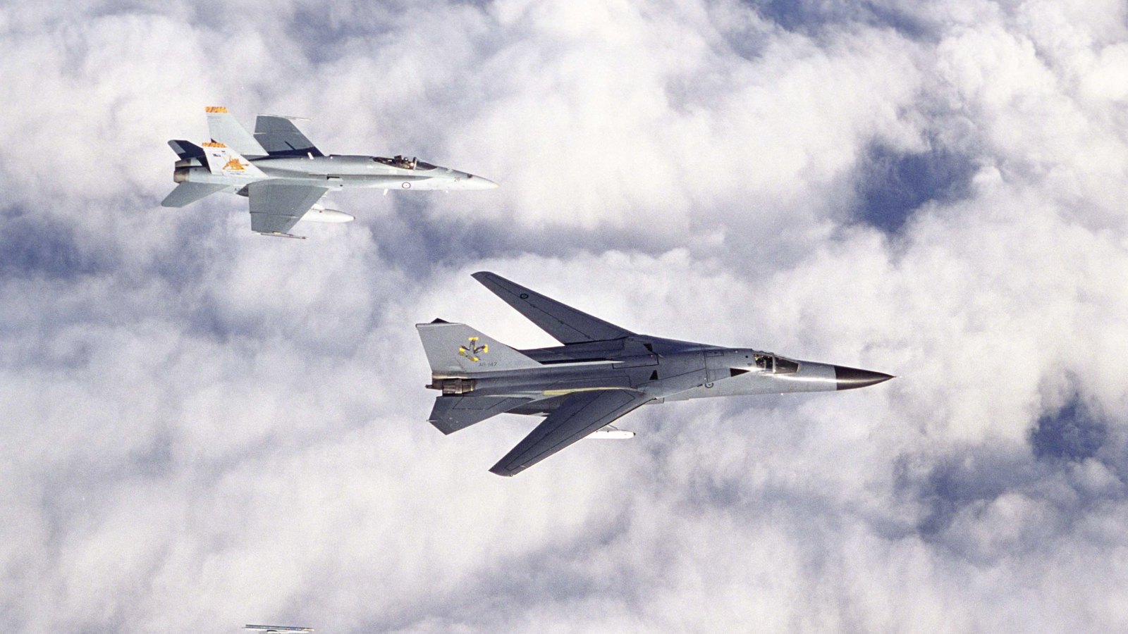 163-482 F-111, F/A-18 and Hawk 127 Formation