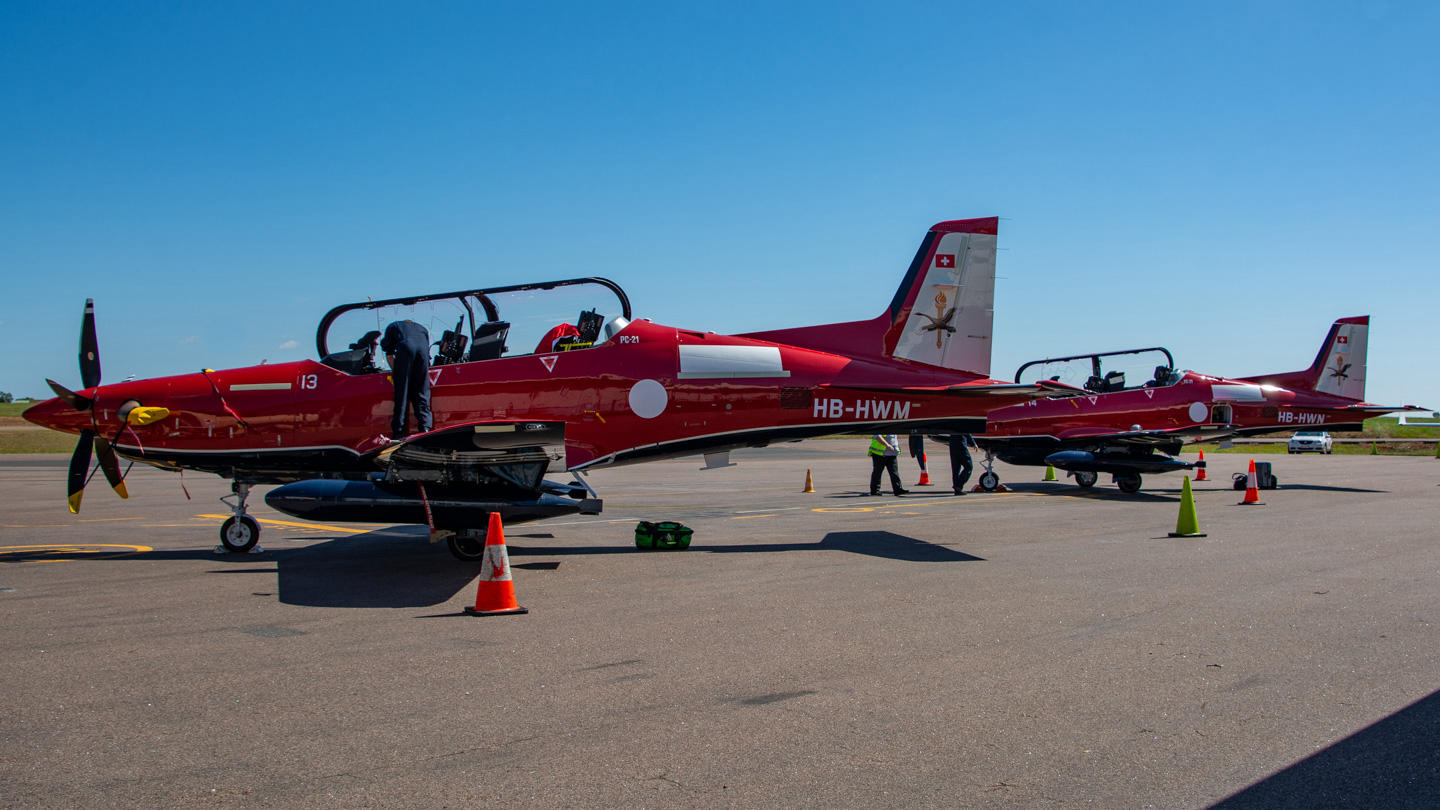 PC-21s A54-013 and A54-014 Pearl Aviation Jet Centre DRW Sid Mitchell