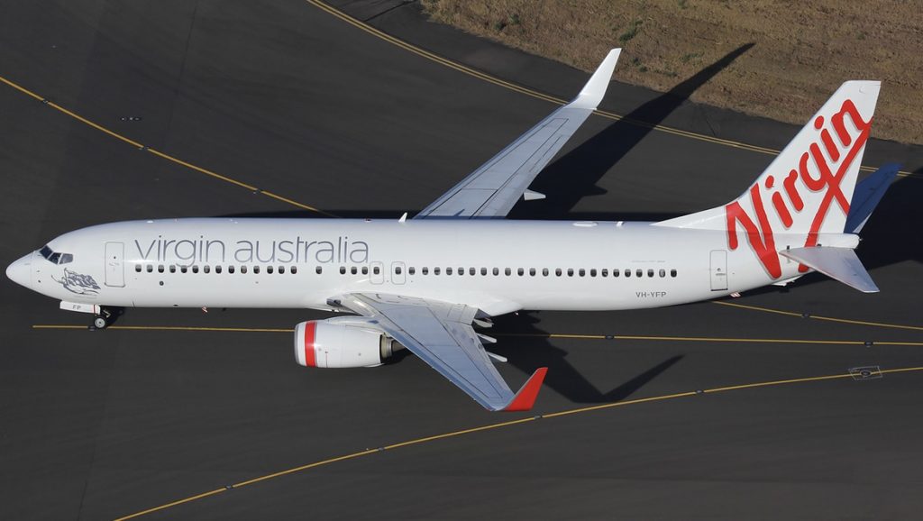 A Virgin Australia 737-8FE, VH-YFP, as shot by Victor Pody