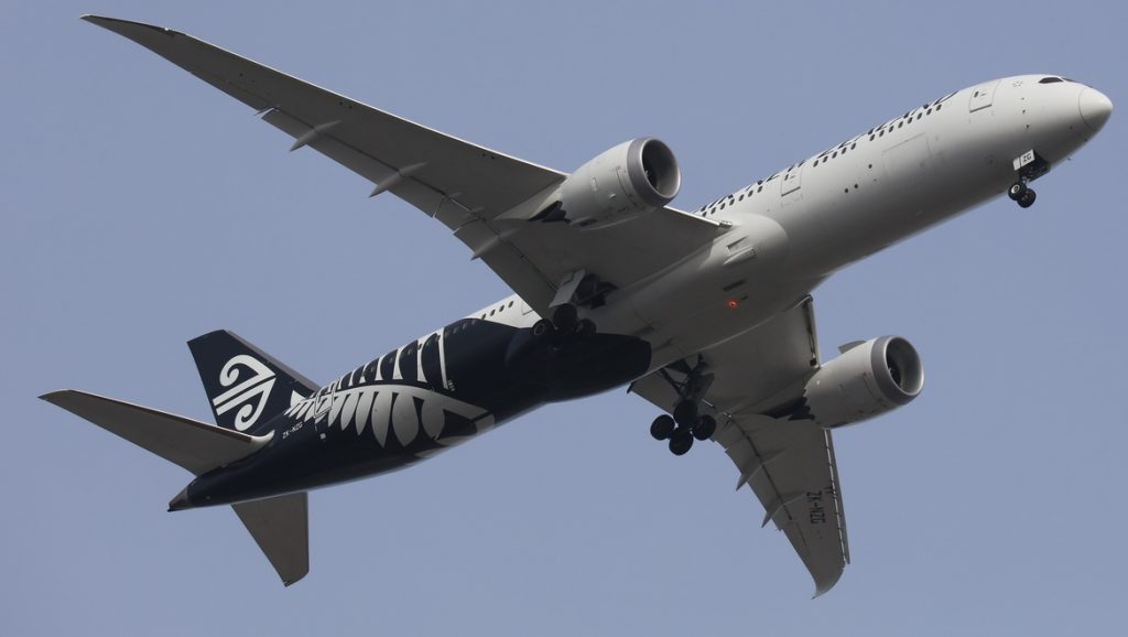 An Air New Zealand 787-9, ZK-NZG, which regularly flies between Melbourne and Auckland. (Victor Pody)